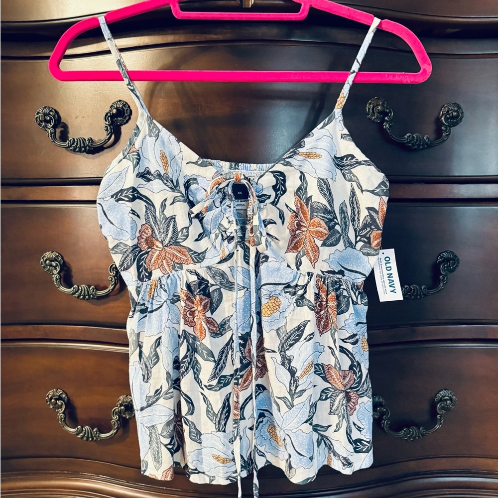 Old Navy White Floral Print Women's Top